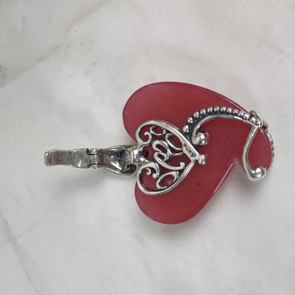 Carolyn Pollack Sterling Silver/Rhodonite Heart Enhancer Pendant - Picture 11 of 13